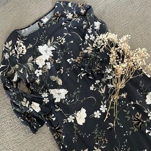 Gray floral print dress